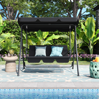 YITAHOME Patio Swing Front Porch Swing for Adults 3 Seat Porch Swings with Adjustable Canopy Outside Swing Bench with Removab...