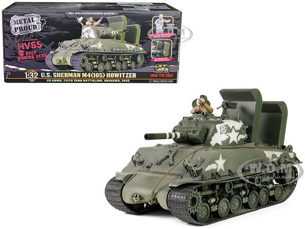 Sherman M4 (105) Howitzer Medium Tank US Army 711th Tank Battalion Okinawa (1945) Engine Plus Series 1/32 Diecast Model by Me...