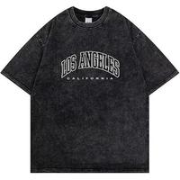 fathersdaygifts - Cotton Crewneck Acid Washed Tops Retro Unisex California Print Vintage Casual Streetwear Baggy Comfy Fashio...