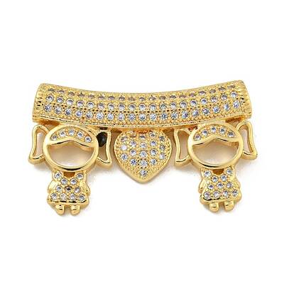 Brass Micro Pave Clear Cubic Zirconia Beads