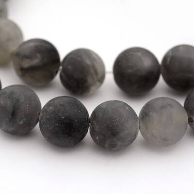 Frosted Natural Cloudy Quartz Round Bead Strands