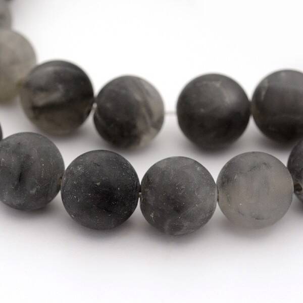Frosted Natural Cloudy Quartz Round Bead Strands