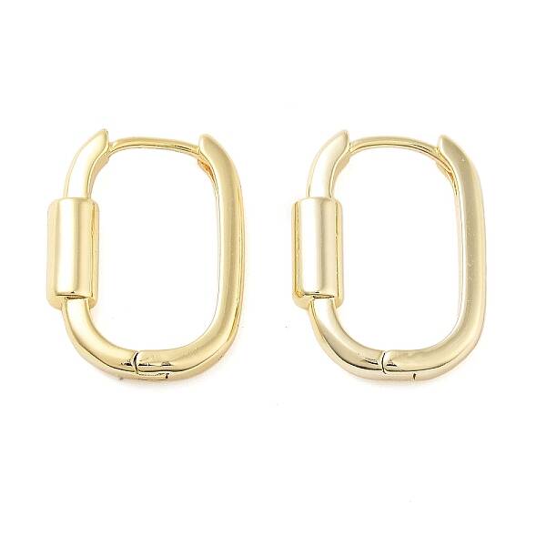 Brass Oval Hoop Earrings for Women
