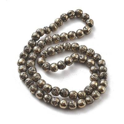 Electroplated Natural Lava Rock Beads Strands