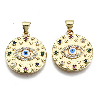 Brass Micro Pave Colorful Cubic Zirconia Pendants