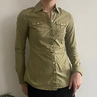 Tommy Hilfiger Shirt - 2XS Khaki Cotton