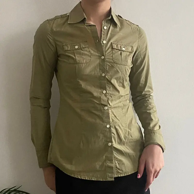 Tommy Hilfiger Shirt - 2XS Khaki Cotton