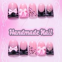 Cute Bow & Butterfly Decor Fake Nails, 10pcs/set Fashion Press on Nails for Women & Girls DIY Nail Art, Elegant Stick on Nail...