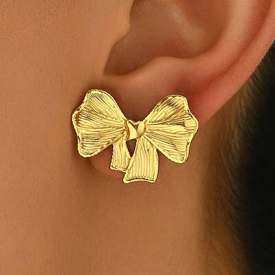Sweet Stainless Steel Bowknot Stud Earrings