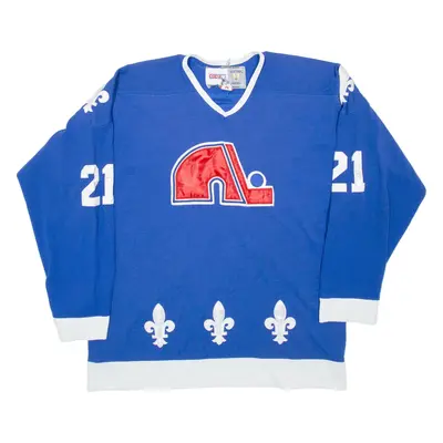 CCM Quebec Nordiques Hockey Mens Jersey Blue 90s USA V-Neck XL
