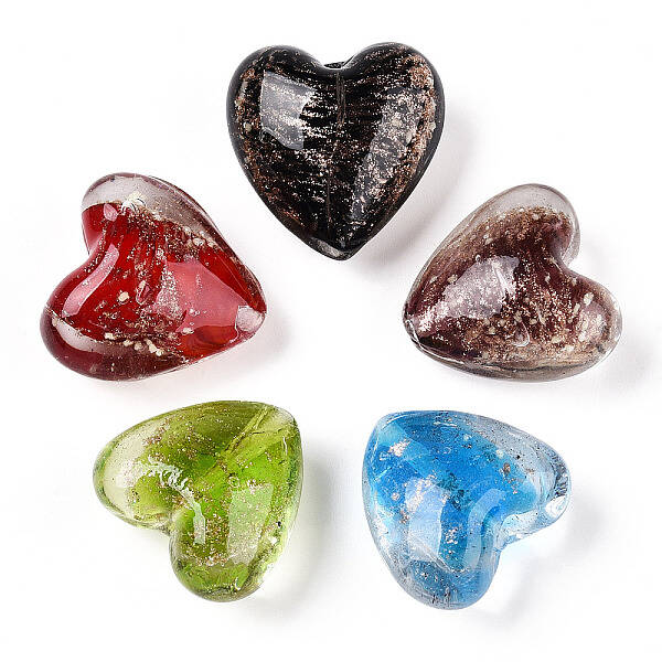 Luminous Handmade Gold Sand Lampwork Beads