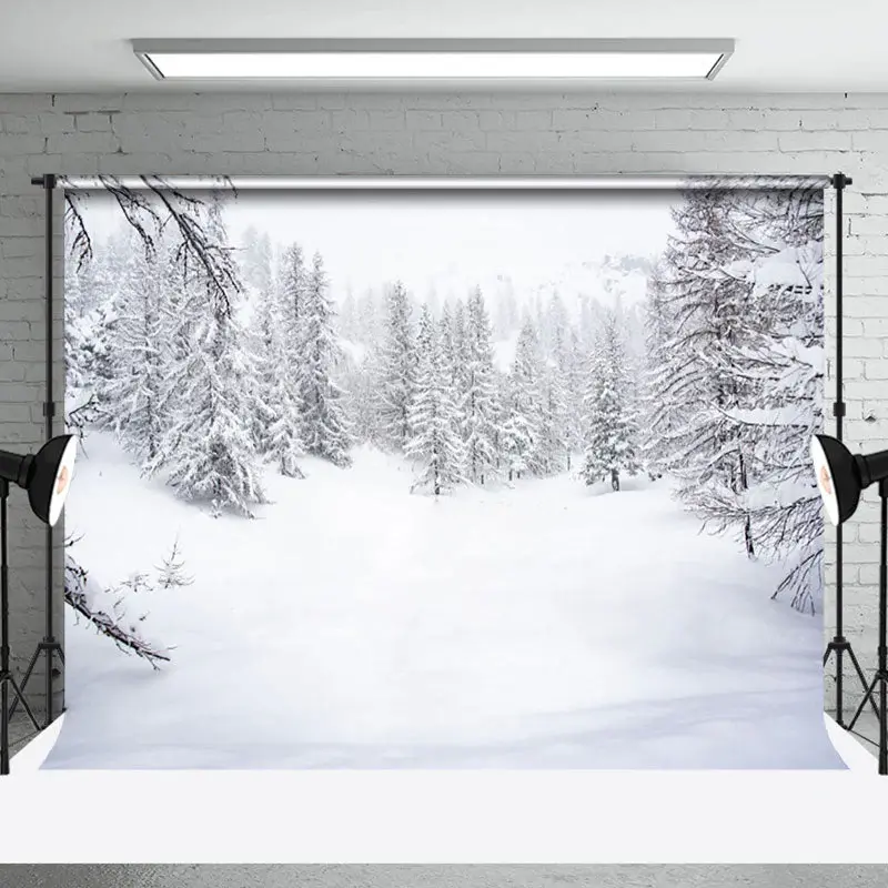 Winter Pines And White Sky Photography Backdrop - Aperturee