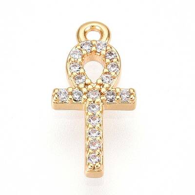 Brass Micro Pave Clear Cubic Zirconia Charms