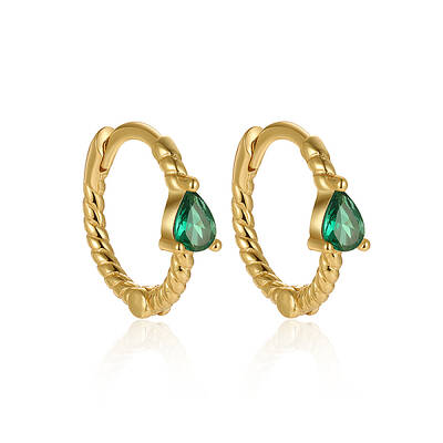 Simple S925 Sterling Silver Twisted Teardrop Hoop Earrings