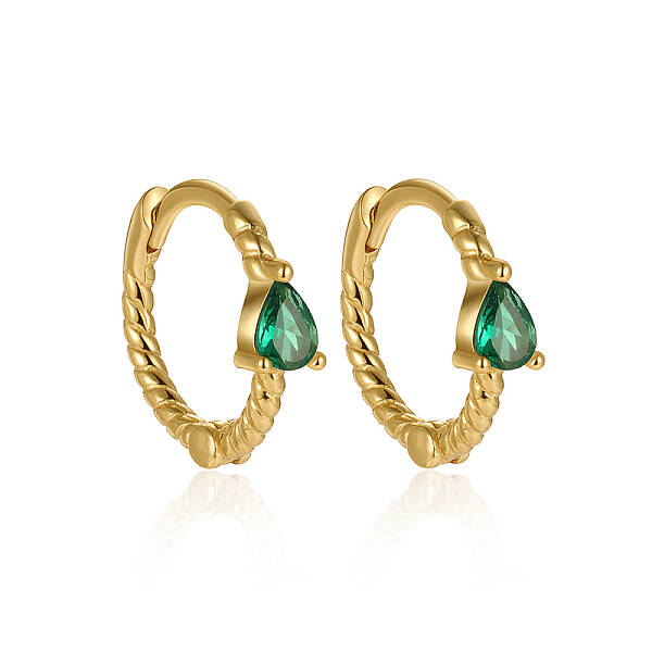Simple S925 Sterling Silver Twisted Teardrop Hoop Earrings