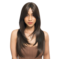 23-Inch Brown Straight Synthetic Wig | 【Heat Resistant】【Cap Included】 |