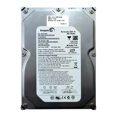 410411-001 HP 250GB 7200RPM SATA 3Gb/s 16MB Cache Hot-Swappable 3.5-inch Hard Drive