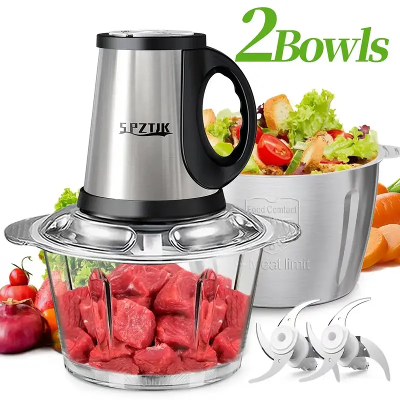 SPZTJK 3L Baby Food Processor & Meat Grinder - 2 Free Dishwasher-Safe Blades & Bowls, Pure Copper Motor for Homemade Puree/N...