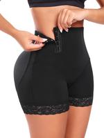 Women's High Waist Contrast Lace Shapewear Shorts, Body Shaper, Tummy Control Butt Lifting Adjustable Hook & Eye Closure Sha...