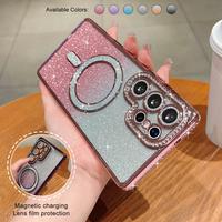 For Samsung Galaxy S25 Ultra Plus S24 S23 Bling Glitter Diamond Compatible with Magsafe Case, Soft Silicone Shockproof Cases ...