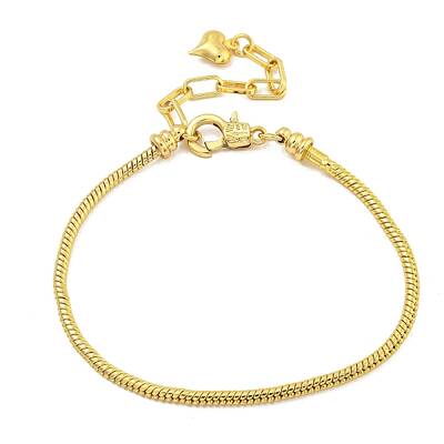 3mm Rack Plating Brass European Style Round Snake Chain Bracelets for Jewelry Making