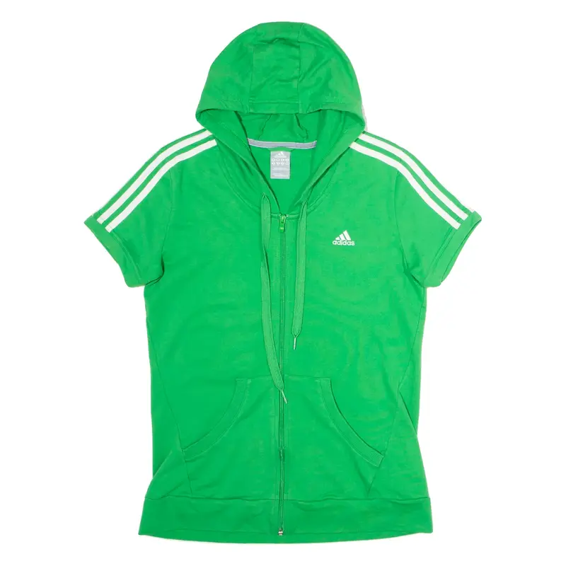 ADIDAS Womens Green Hoodie Full Zip UK 16