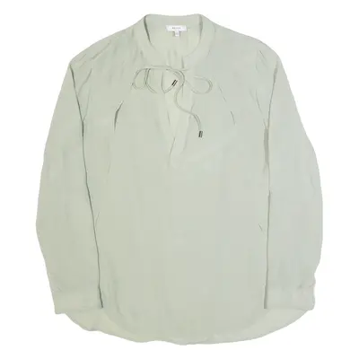 REISS Frances Womens Blouse Top Green Long Sleeve Silk UK 12