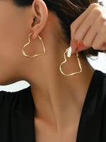 Fashionable Heart Shaped Hollow Out Design Hoop Earrings, Fashion Jewelry for Party, Daily Clothing Decor, Trendy All-match &...