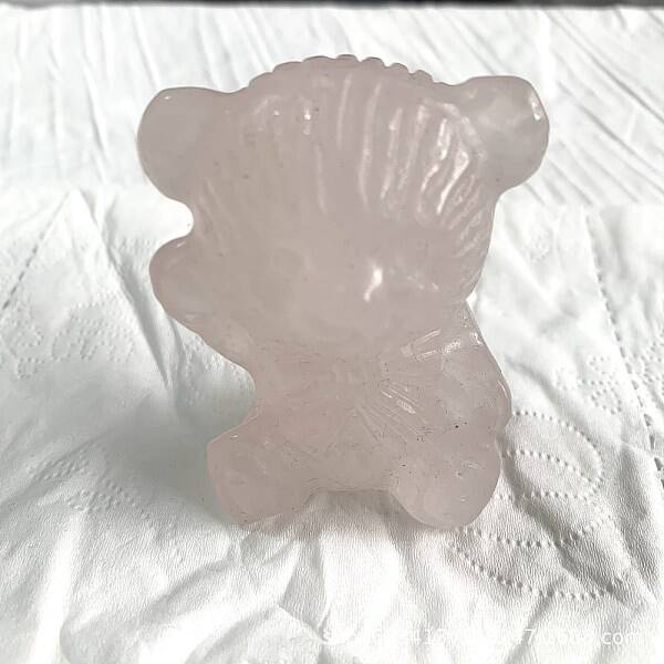 Natural Rose Quartz Carved Healing Bowknot Bear Figurines