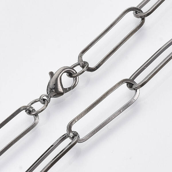 Brass Flat Oval Paperclip Chain Necklace Making