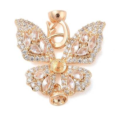 Brass Micro Pave Clear Cubic Zirconia Fold Oval Clasps