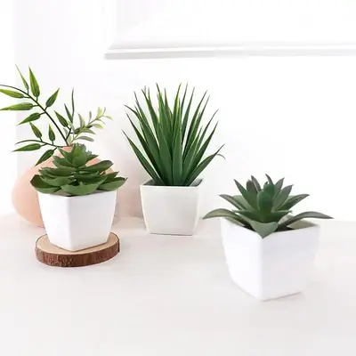 Artificial Succulent Potted Plant, 3 Counts Fake Succulent Plant for Home Decor, Decorative Potted Plants for Bedroom Living ...