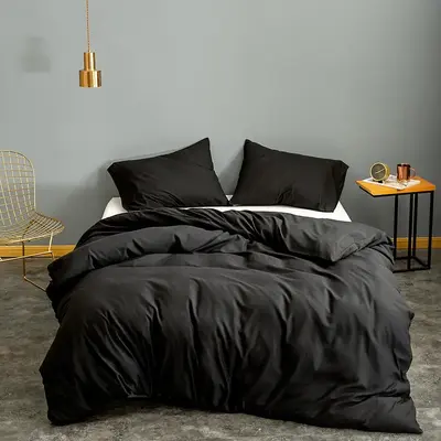 2024 Trendy Modern Soft Quilt Cover & Pillowcase Set without Filler, Comfortable Duvet Cover Set with Zipper for Bed, Solid C...