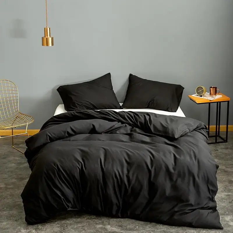 2024 Trendy Modern Soft Quilt Cover & Pillowcase Set without Filler, Comfortable Duvet Cover Set with Zipper for Bed, Solid C...
