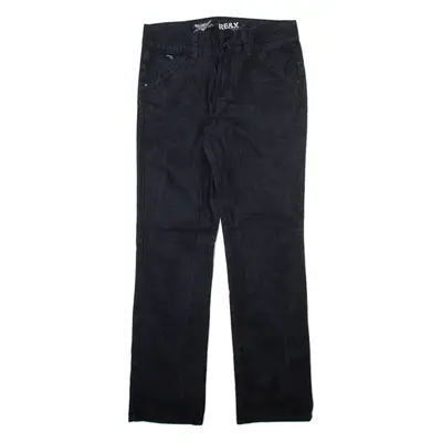 REX Womens Corduroy Trousers Black Slim Straight W32 L31