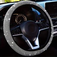 Rhinestone Decor Car Steering Wheel Cover, Bling Car Steering Wheel Cover, Universal Car Interior Decoration Accessories for ...