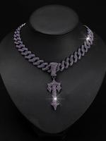 Men's Rhinestone Decor Sword Pendant Necklace, with Cuban Chain, Boyfriend Gifts, Fashion Jewelry for Party, Daily Clothing ...