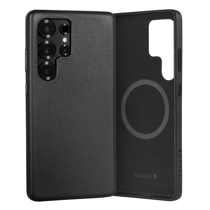 Samsung Galaxy S25 Ultra Leather Bumper Case (Qi2/MagSafe Charging Compatible) - Black