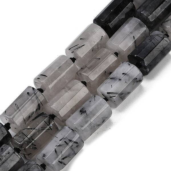 Natural Tourmalinated Quartz Beads Strands