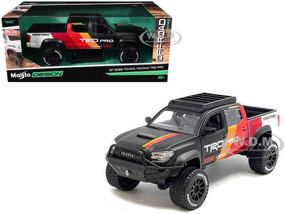 2023 Toyota Tacoma TRD PRO Off Road Pickup Truck Matt Black with Graphics and Roofrack Maisto Design Series 1/27 Diecast Mode...