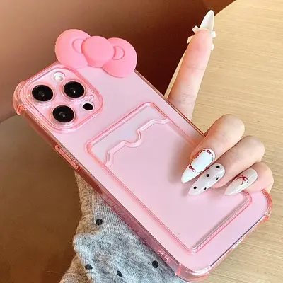 Bowknot Design Phone Case with Card Slot, Anti-drop Cellphone Protective Case, All-inclusive Shockproof Mobile Phone Cover fo...