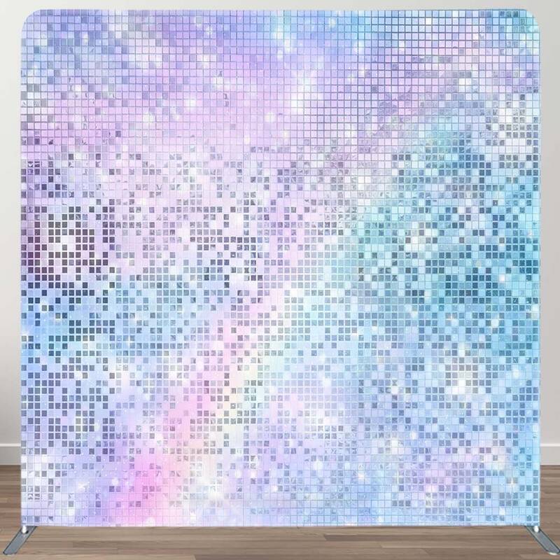 Aperturee Rainbow Colorful Pixel Double-Sided Square Backdrop | Tension Fabric Display | 8X8 Tension Fabric Backdrop | Tensio...