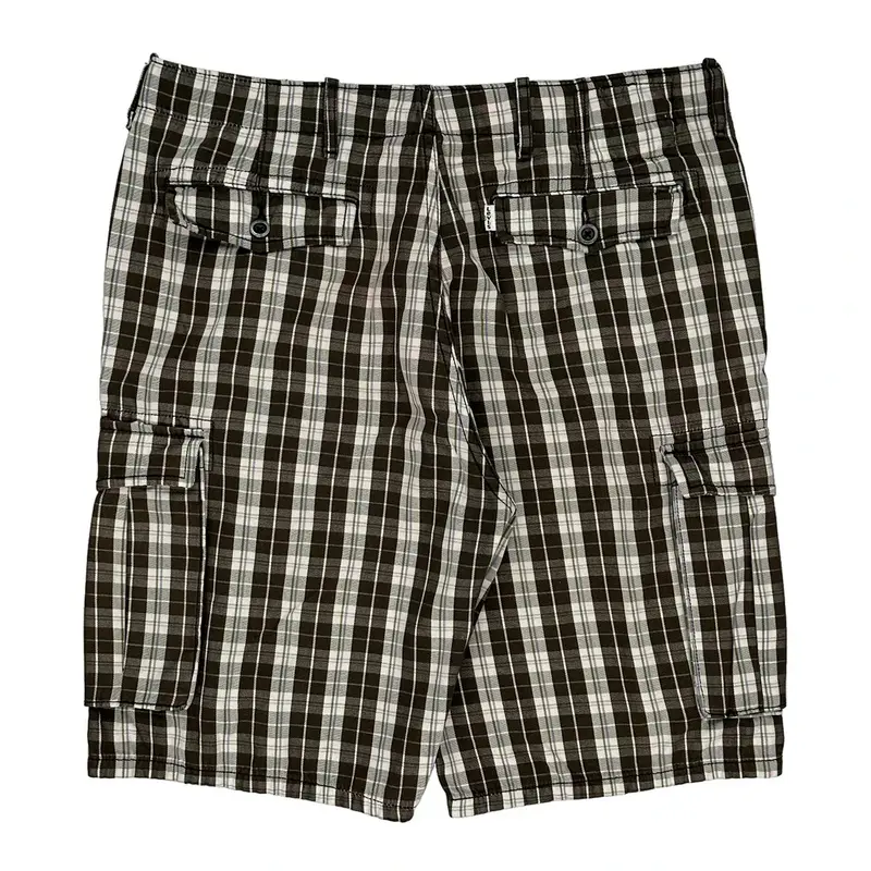 Levis Checked Cargo Shorts - 36W 10L Black & White Cotton | Size: 36″ waist