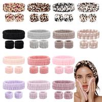Pink Black Grey Multicolor Face Washing Headband & Wristband Set, 3 Counts/set Face Washing Headband & Wristband, Makeup Tool...