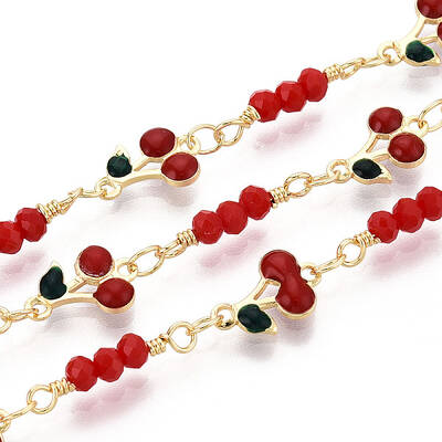 Brass Enamel Cherry Link Chains