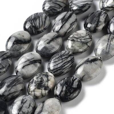 Natural Black Silk Stone/Netstone Beads Strands