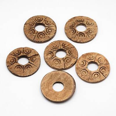 Natural Coconut Flat Round Bead