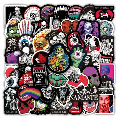 Personalized Terror Skeleton Graffiti Series Decoration Sticker, 100pcs Waterproof Sticker for Wall Water Bottle Skateboard H...