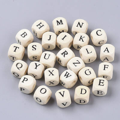 Printed Natural Wood Beads