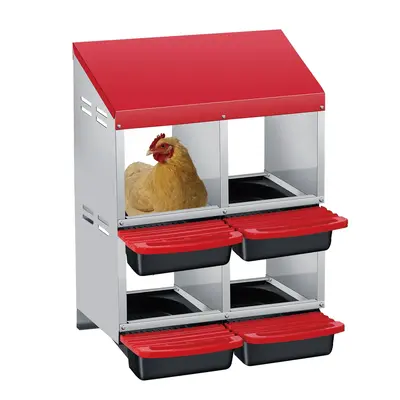 Garvee Chicken Nesting Boxes, 2x2 Hole Metal Wall Mount Roll Away Nest with Removable Trays and Roll Out Egg Collection for C...